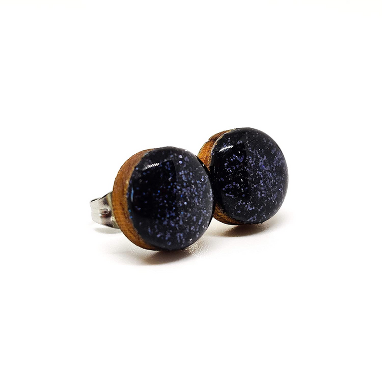 Black Sparkle Stud Earrings by Candi Cove Designs
