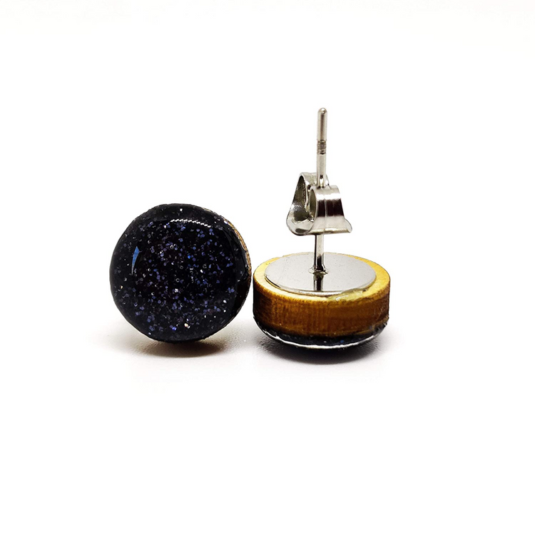 Black Sparkle Stud Earrings by Candi Cove Designs