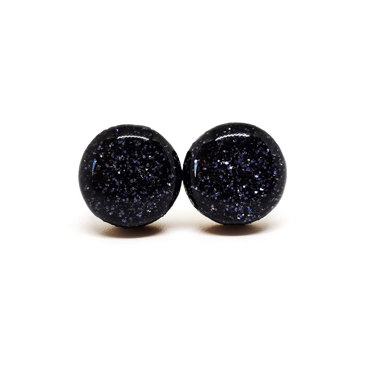 Black Sparkle Stud Earrings by Candi Cove Designs