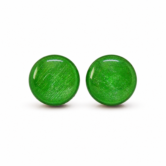 Bright Jade Green Shimmer Stud Earrings by Candi Cove Designs