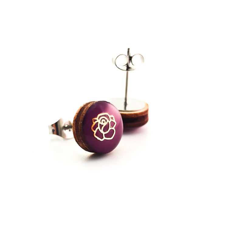 Golden Rose Plum Purple 10 mm Stud earrings by Candi Cove Designs