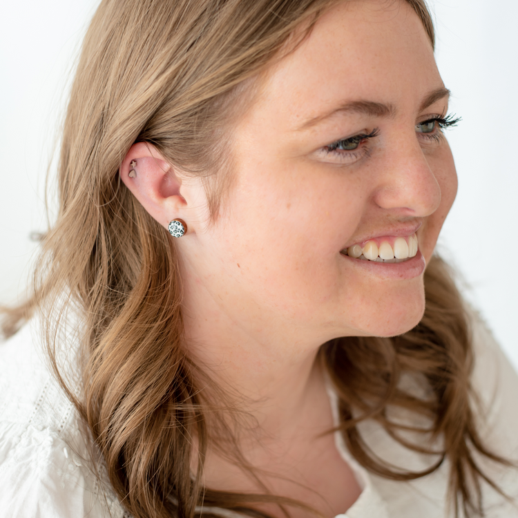 Beige Rainbow Stud Earrings by Candi Cove Designs