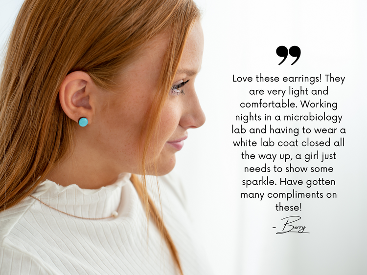 Sky Blue Shimmer Stud Earrings by Candi Cove Designs