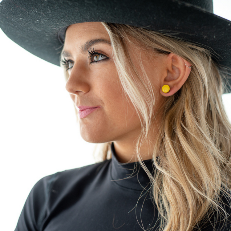 Bright Yellow Stud Earrings by Candi Cove Designs