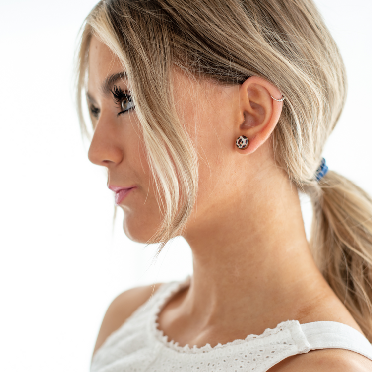 Blush Pink and Gold Faux Hammered Metal Stud Earrings by Candi Cove Designs