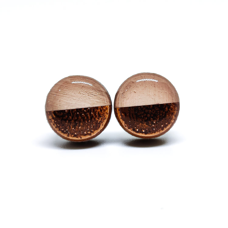 Blush and Rose Gold Faux Hammered Metal Stud Earrings - Candi Cove Designs