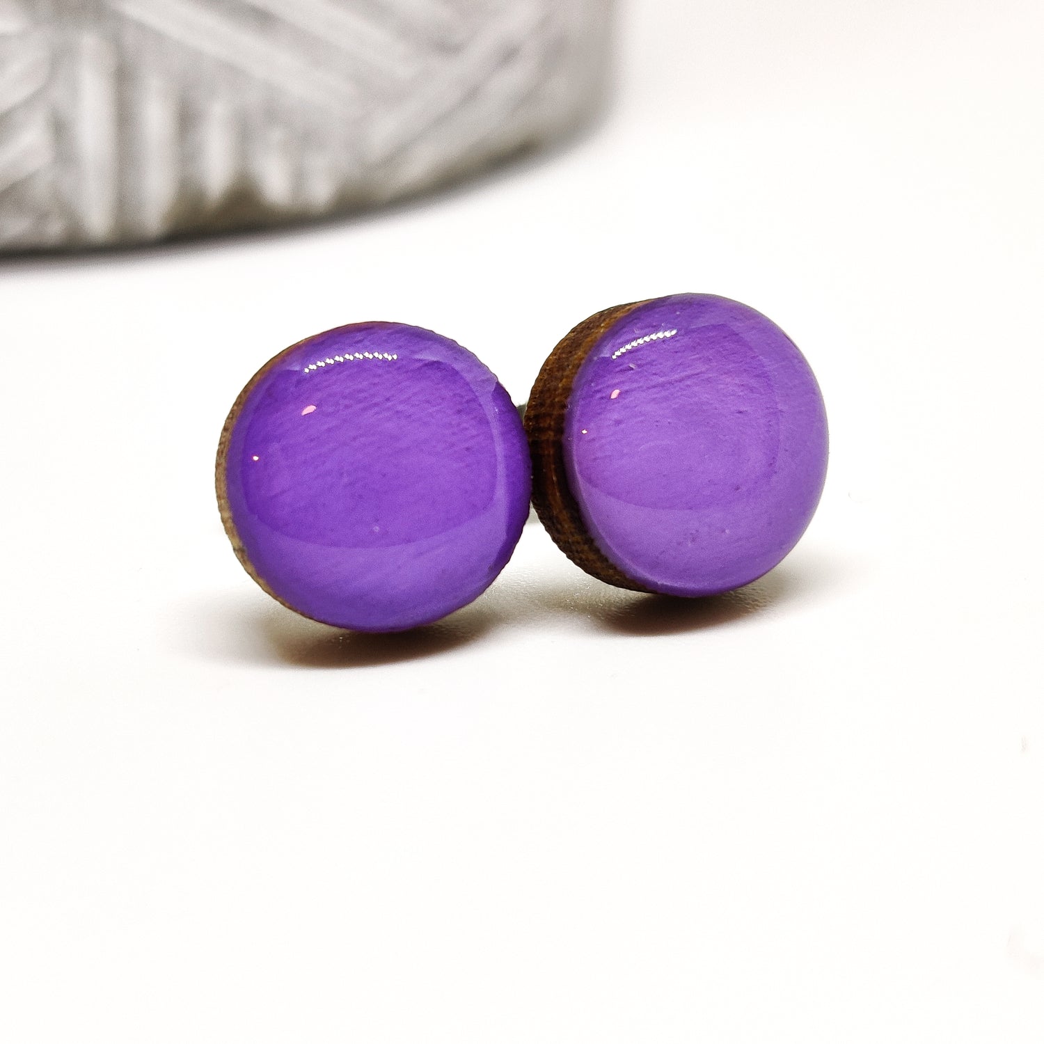 Stud Earrings, Lavender, 10 mm, Handmade, Stainless Steel Posts for Sensitive Ears - Candi Cove Designs  purple jade earrings, lavender stud earrings, lilac stud earrings, jade earrings, purple post earrings for women, lavender purple accessories jewelry, lavender earrings for women under 20, daphne earrings, lavender ball earrings, dot earrings, circle earrings, large stud earrings, button earrings,