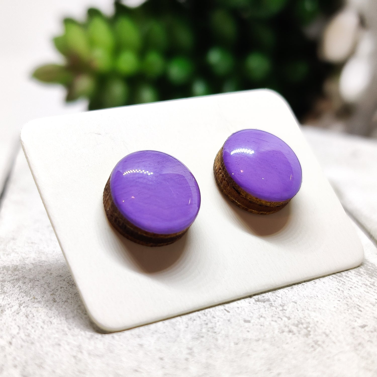 Stud Earrings, Lavender, 10 mm, Handmade, Stainless Steel Posts for Sensitive Ears - Candi Cove Designs  purple jade earrings, lavender stud earrings, lilac stud earrings, jade earrings, purple post earrings for women, lavender purple accessories jewelry, lavender earrings for women under 20, daphne earrings, lavender ball earrings, dot earrings, circle earrings, large stud earrings, button earrings,