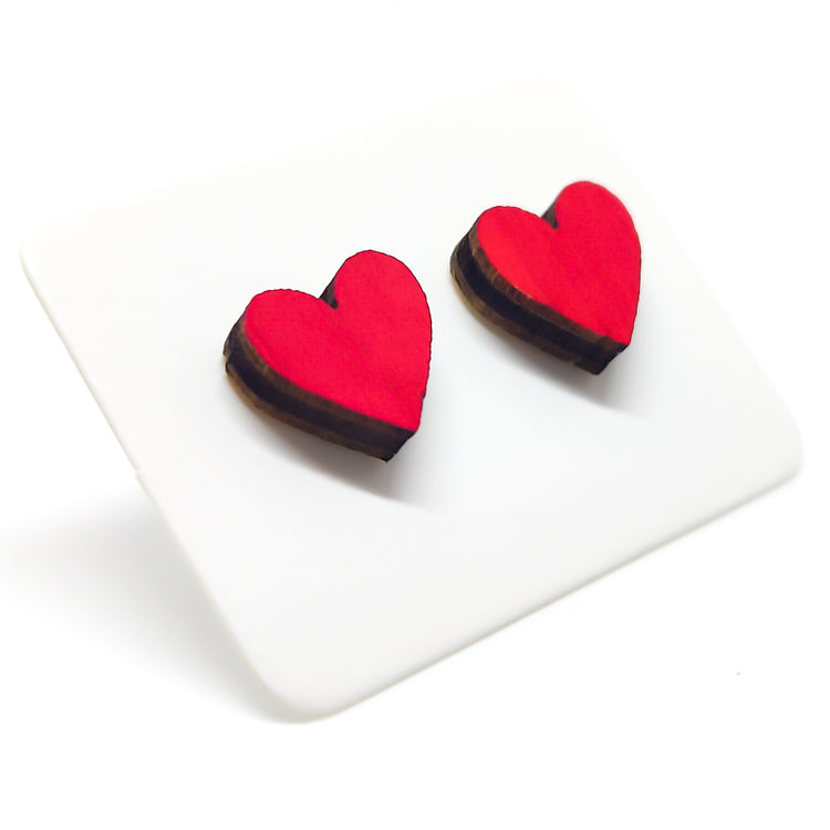 Red Heart stud earrings valentines candi cove designs