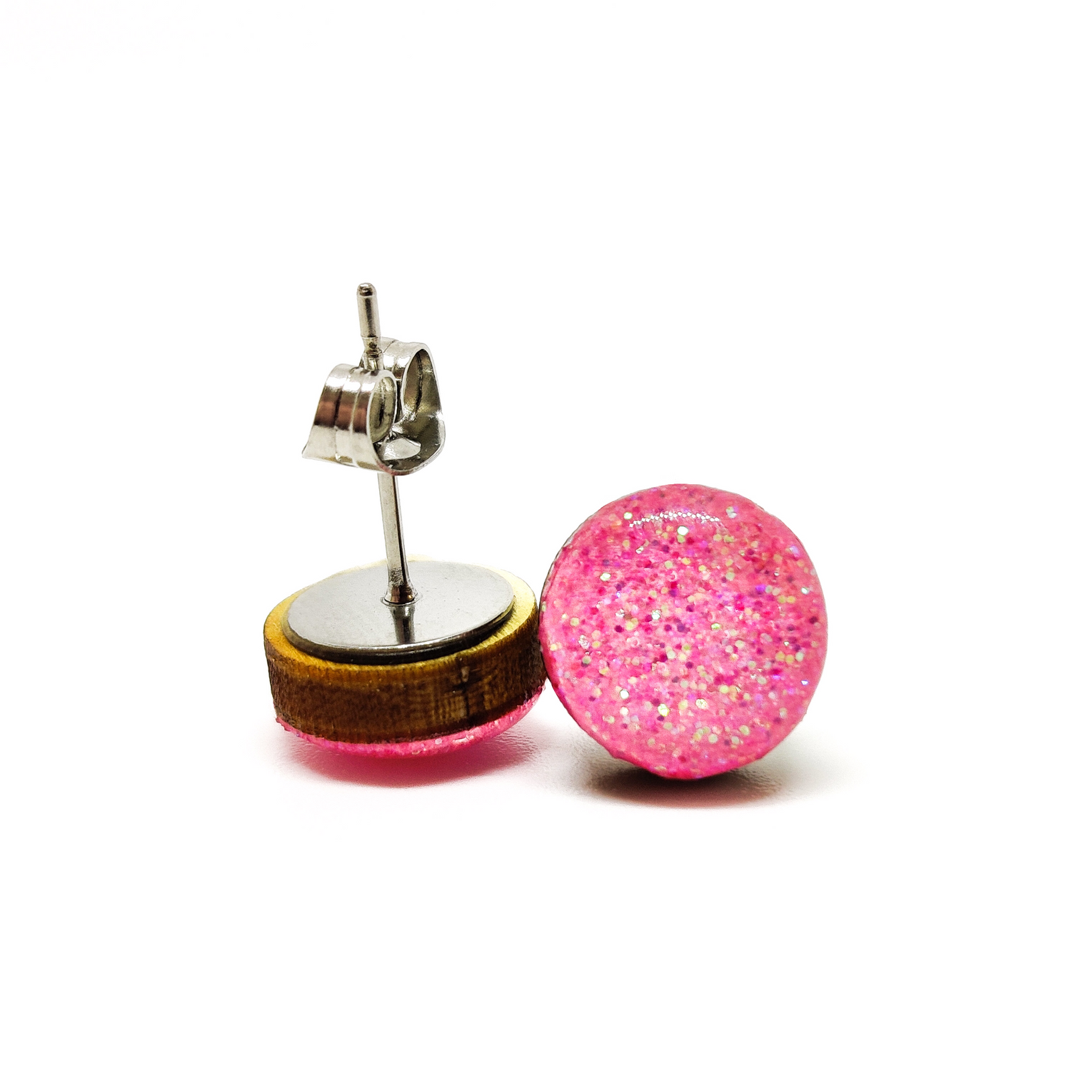 light pink sparkle stud earrings by candi cove designs everyday simple stud earrings for sensitive ears