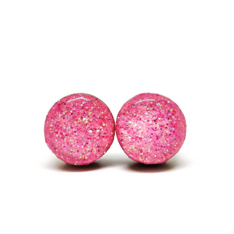light pink sparkle stud earrings by candi cove designs everyday simple stud earrings for sensitive ears