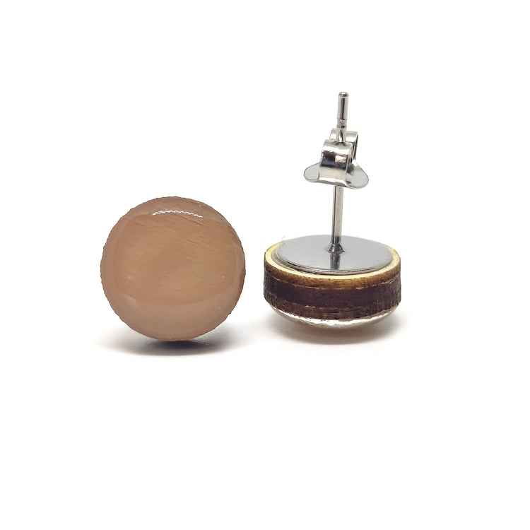 mocha stud earrings by candi cove designs everyday simple stud earirngs for sensitive ears