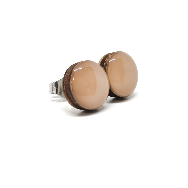 mocha stud earrings by candi cove designs everyday simple stud earirngs for sensitive ears