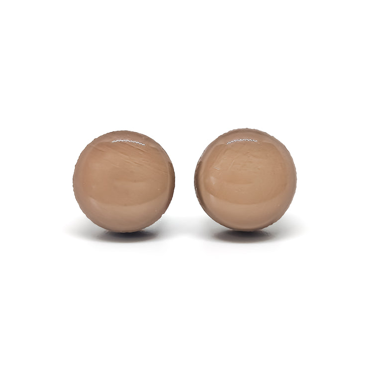 mocha stud earrings by candi cove designs everyday simple stud earirngs for sensitive ears