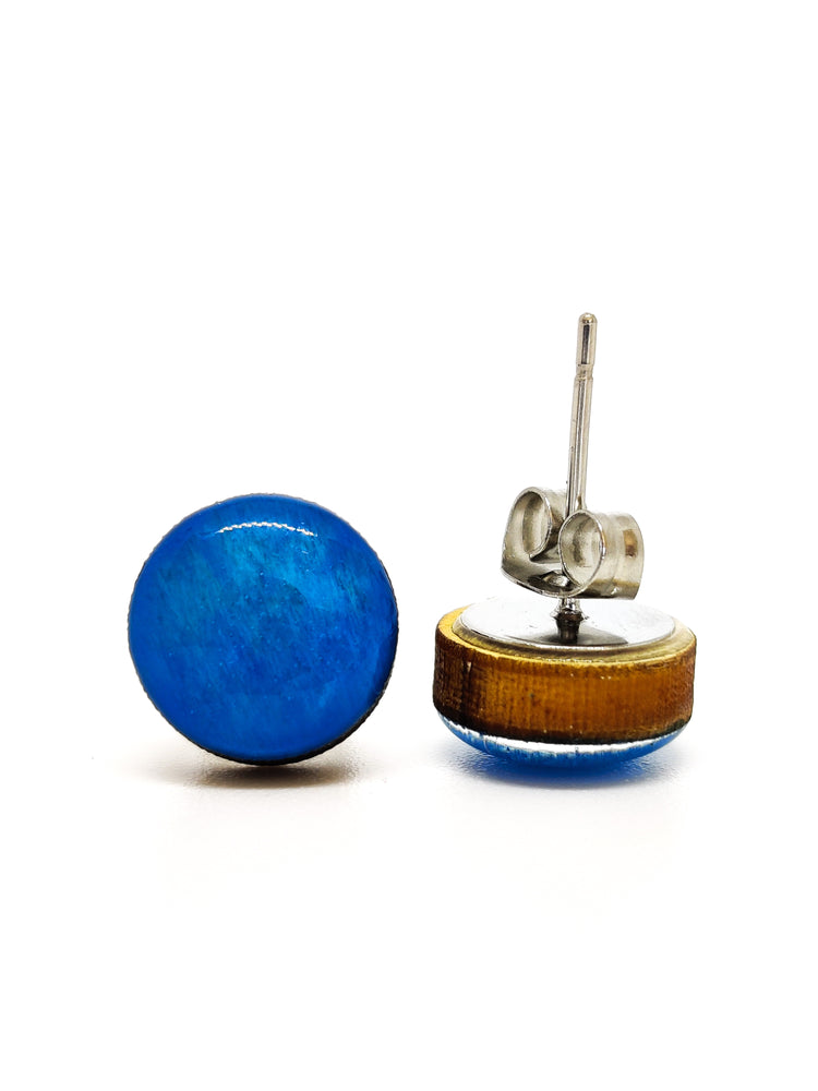Stud Earrings, Blue, 10 mm, Handmade, Stainless Steel Posts for Sensitive Ears - Candi Cove Designs