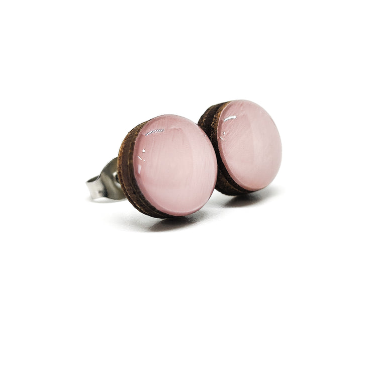 light pink salt stud earrings by candi cove designs everyday simple stud earrings by candi cove designs