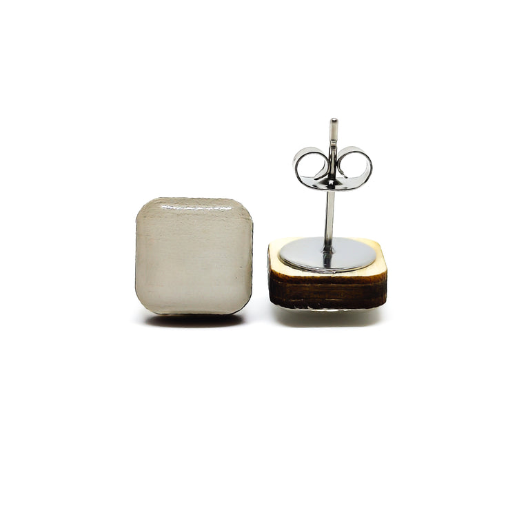 slate grey square stud earrings by candi cove designs simple everyday earrings for sensitive ears