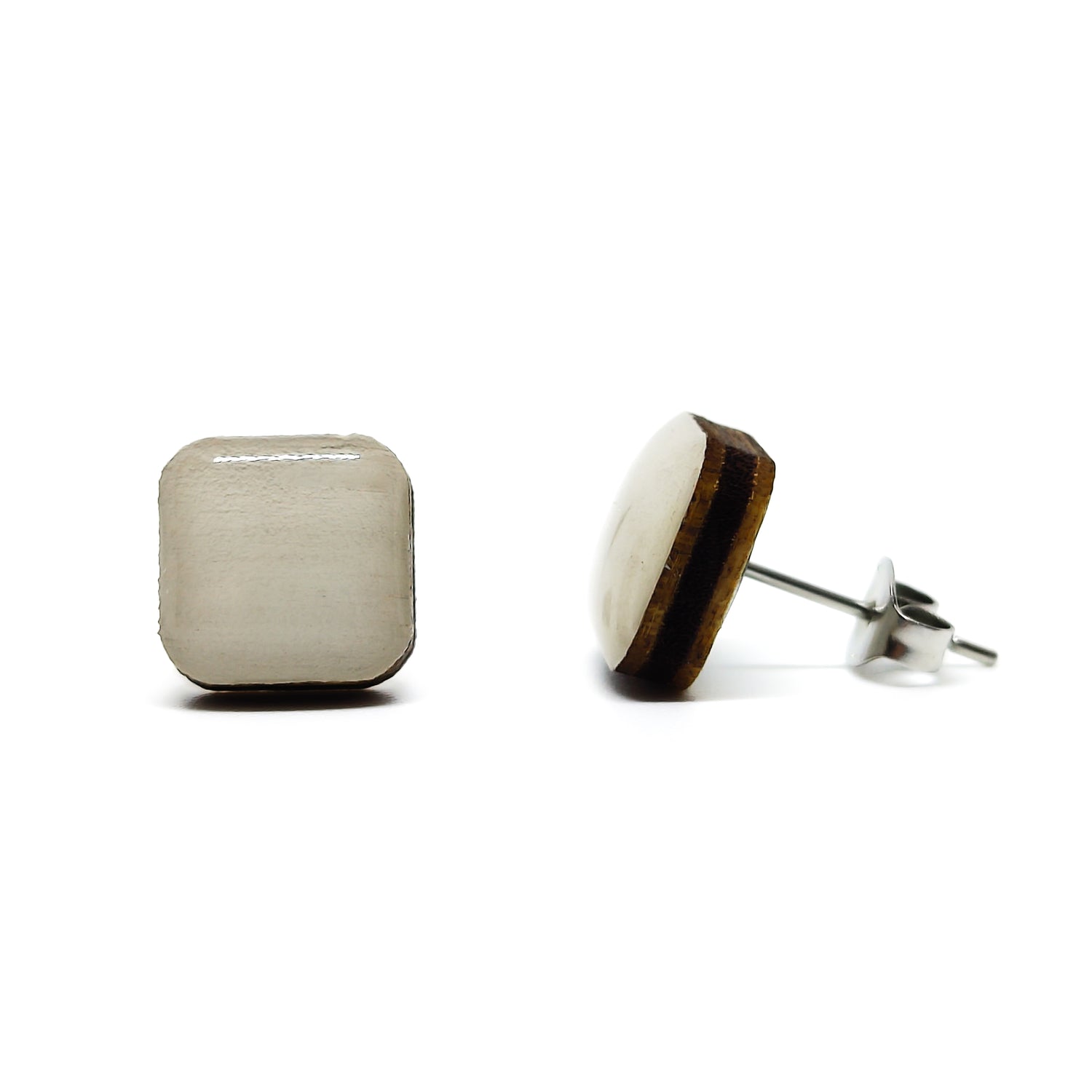 slate grey square stud earrings by candi cove designs simple everyday earrings for sensitive ears