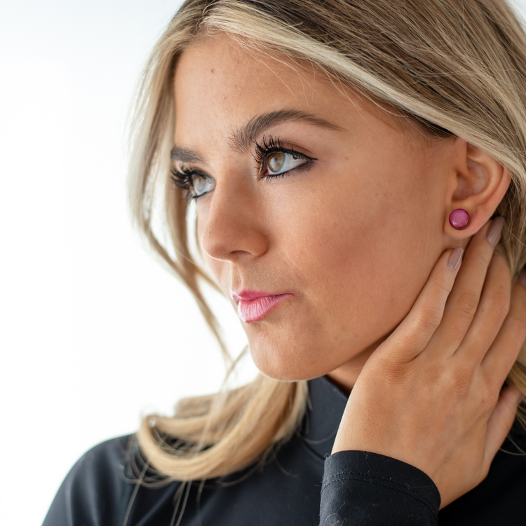 Black and White Hearts Stud Earrings by Candi Cove Designs