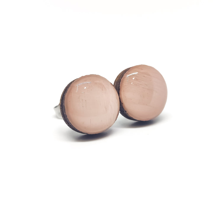 blush pink stud earrings by candi cove designs everyday simple stud earrings for sensitive ears