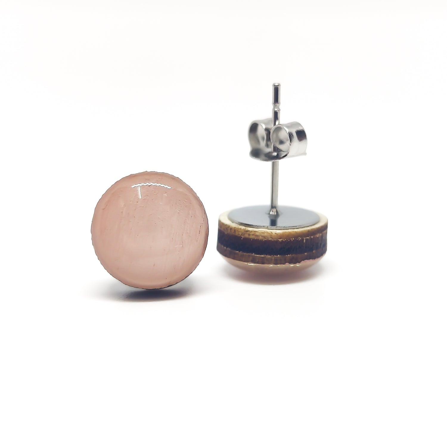 blush pink stud earrings by candi cove designs everyday simple stud earrings for sensitive ears