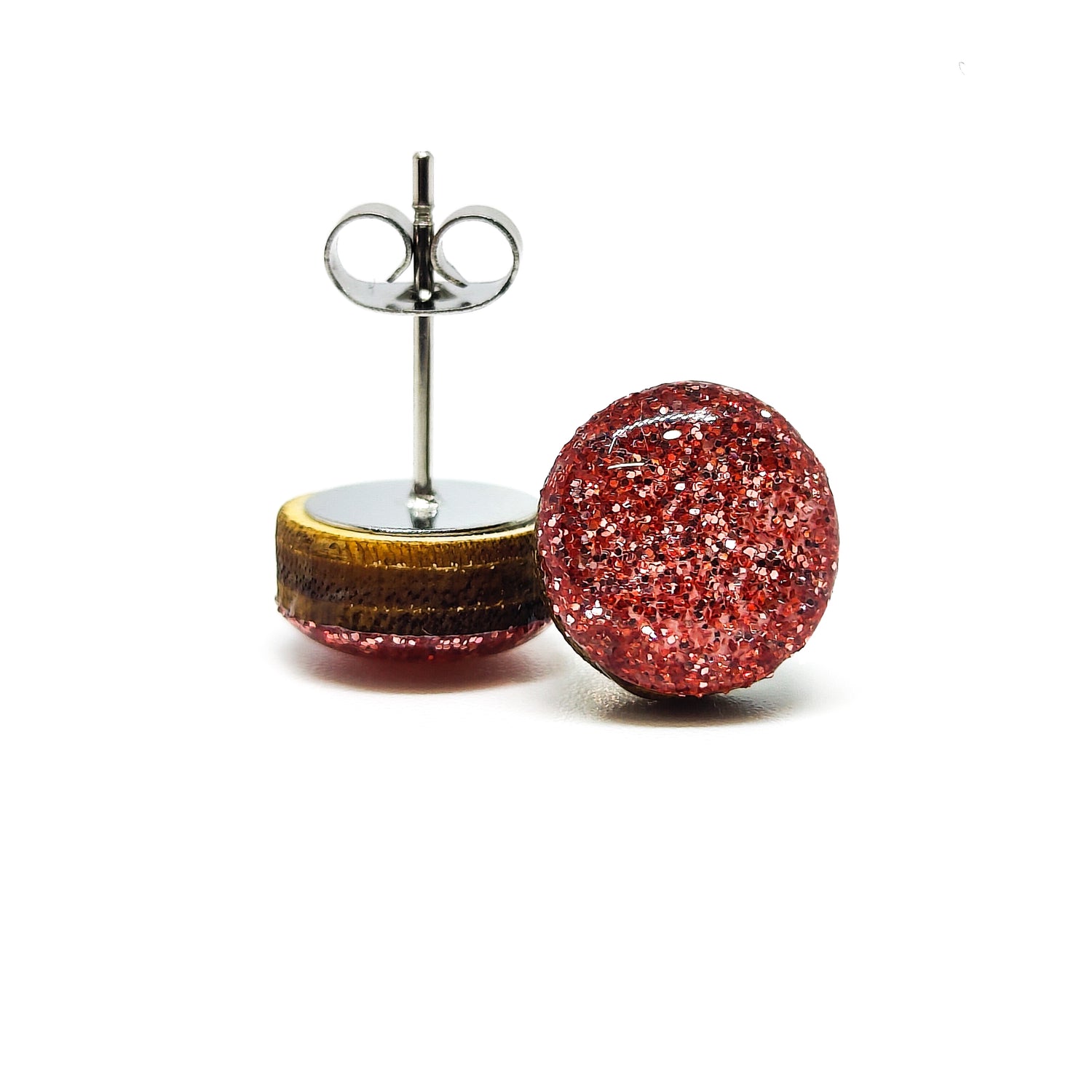 Dusty Rose Sparkle Stud Earrings | Color Dot Stud Earrings | Resin Earrings | Everyday Earrings | Small Studs | Colorful Earrings | Circle Studs