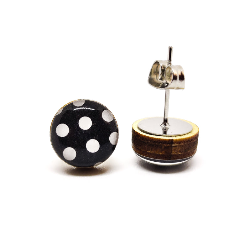 Black and White Polka Dot Candi Cove Designs Fashion earrings Studs small earrings Studs for ears Everyday Simple Stud Earrings for Women and Girls with Sensitive Ears ear rings