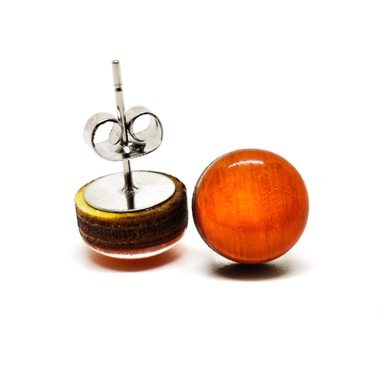 Stud Earrings, Terracotta, 10 mm, Handmade, Stainless Steel Posts for Sensitive Ears - Candi Cove Designs