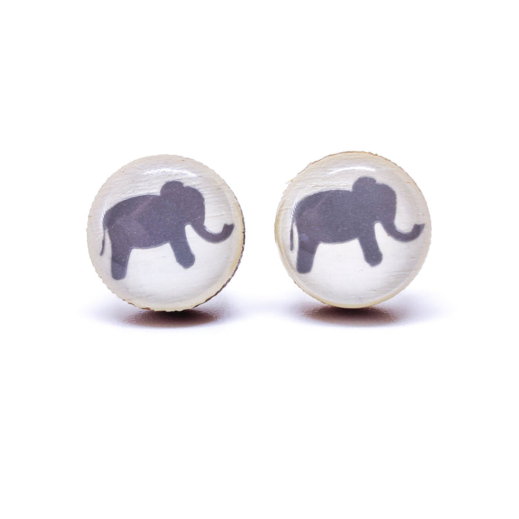 Stud Earrings, Elephant, 10 mm, Handmade, Stainless Steel Posts for Sensitive Ears - Candi Cove Designs
