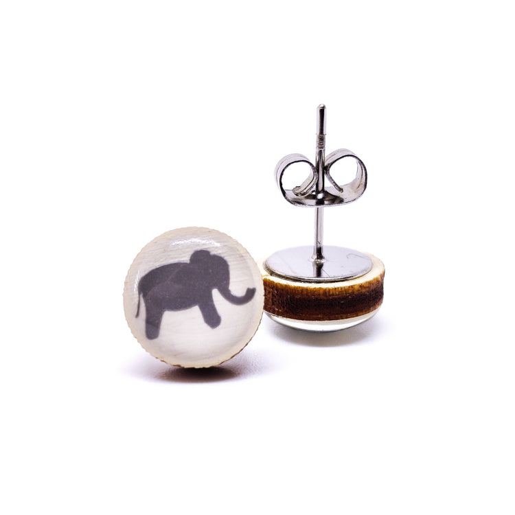 Stud Earrings, Elephant, 10 mm, Handmade, Stainless Steel Posts for Sensitive Ears - Candi Cove Designs