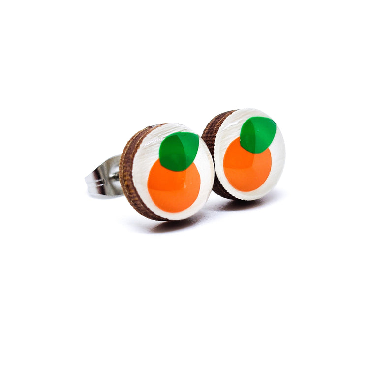 citrus orange stud earrings by candi cove designs everyday simple earrings for sensitive ears