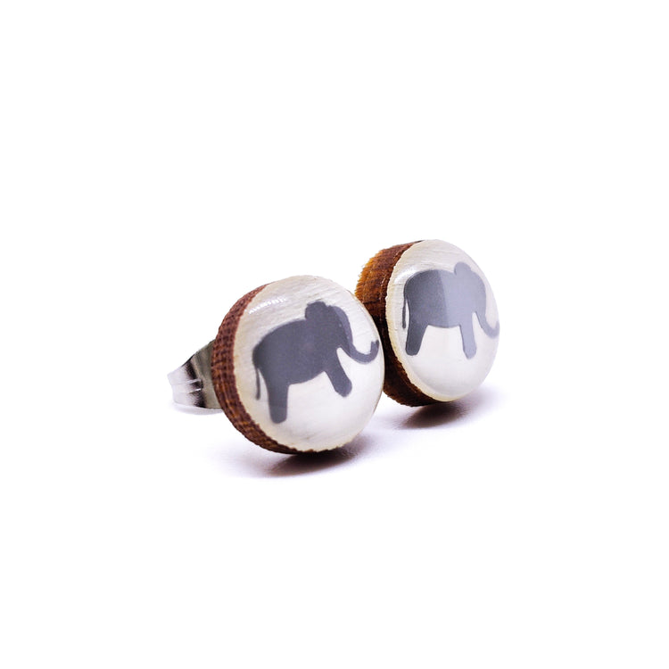 Stud Earrings, Elephant, 10 mm, Handmade, Stainless Steel Posts for Sensitive Ears - Candi Cove Designs