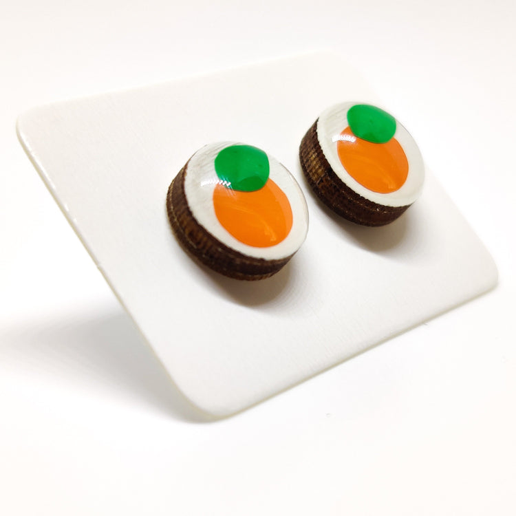 citrus orange stud earrings by candi cove designs everyday simple earrings for sensitive ears