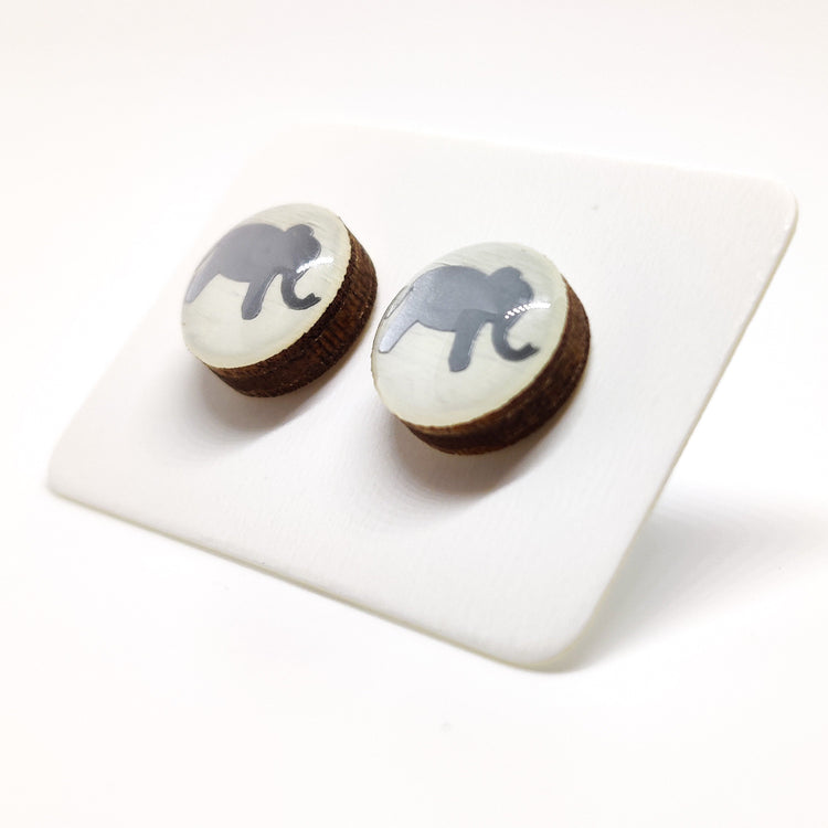 Stud Earrings, Elephant, 10 mm, Handmade, Stainless Steel Posts for Sensitive Ears - Candi Cove Designs