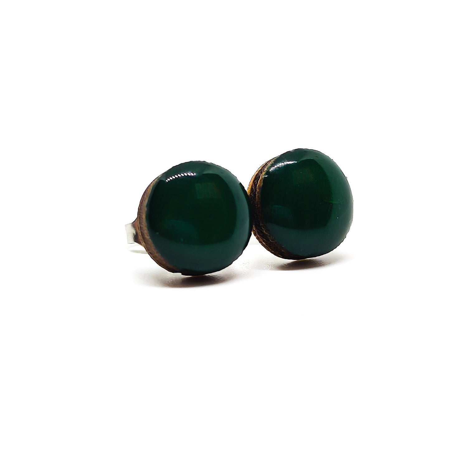 forest green stud earrings by candi cove designs everyday simple stud earrings for sensitive ears