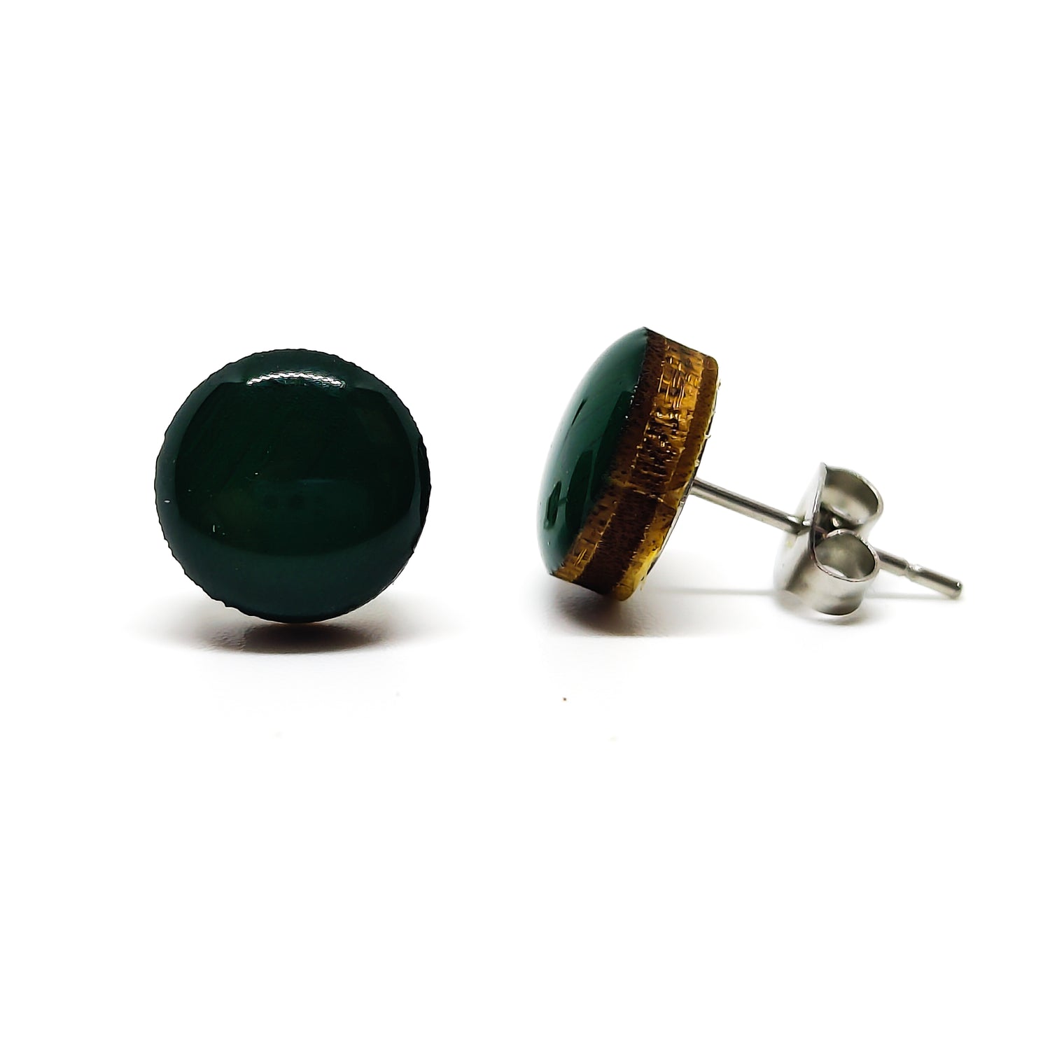 forest green stud earrings by candi cove designs everyday simple stud earrings for sensitive ears
