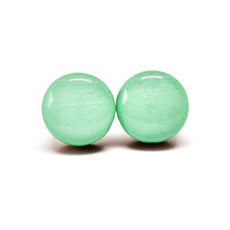 Stud Earrings, Mint, 10 mm, Handmade, Stainless Steel Posts for Sensitive Ears - Candi Cove Designs