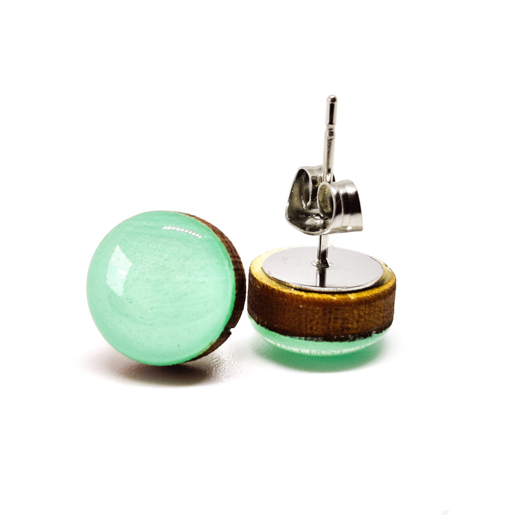 Stud Earrings, Mint, 10 mm, Handmade, Stainless Steel Posts for Sensitive Ears - Candi Cove Designs