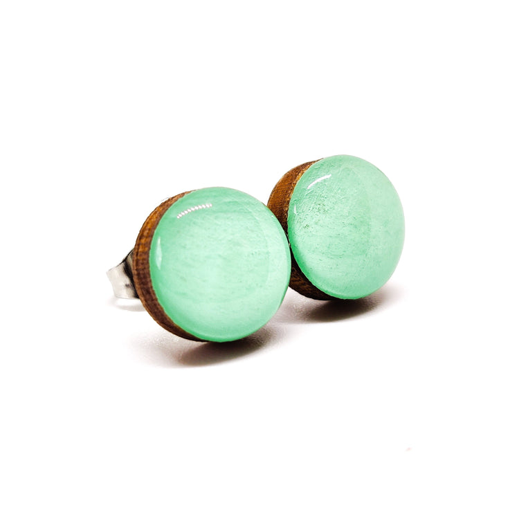 Stud Earrings, Mint, 10 mm, Handmade, Stainless Steel Posts for Sensitive Ears - Candi Cove Designs