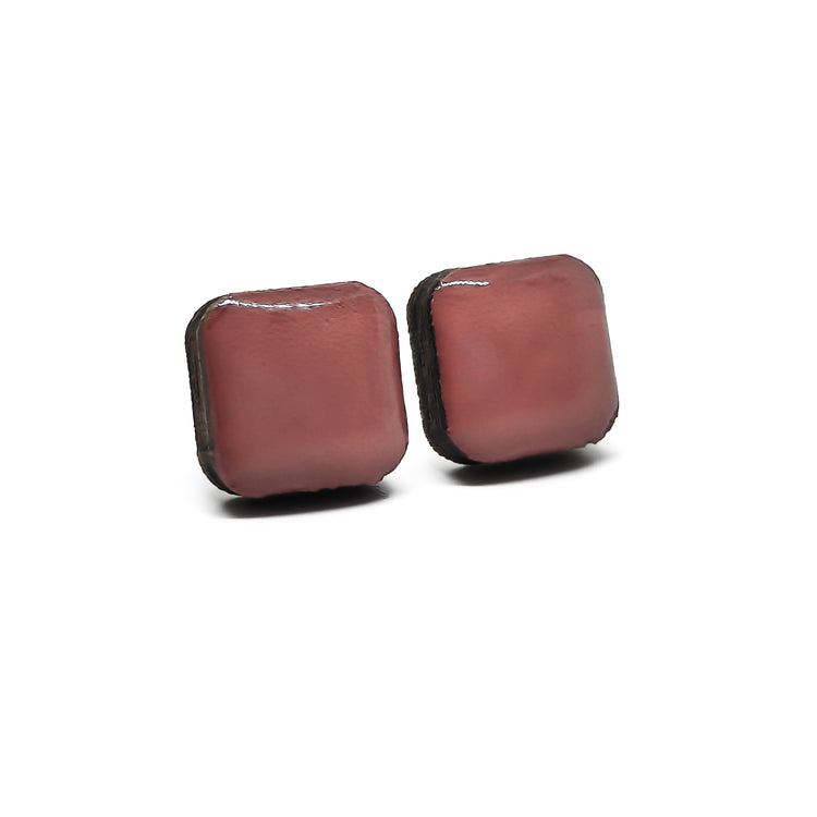 Clay Rose Square Stud Earrings | Color Dot Stud Earrings | Resin Earrings | Everyday Earrings | Small Studs | Colorful Earrings | Square Studs