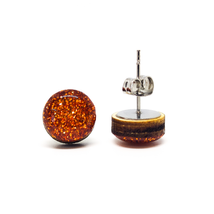 terracotta orange sparkle stud earrings by candi cove designs everyday simple stud earrings for sensitive ears