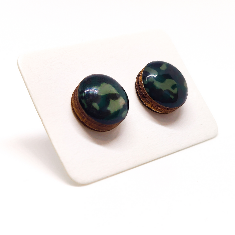 Forest Green Camo Stud Earrings by Candi Cove Designs
