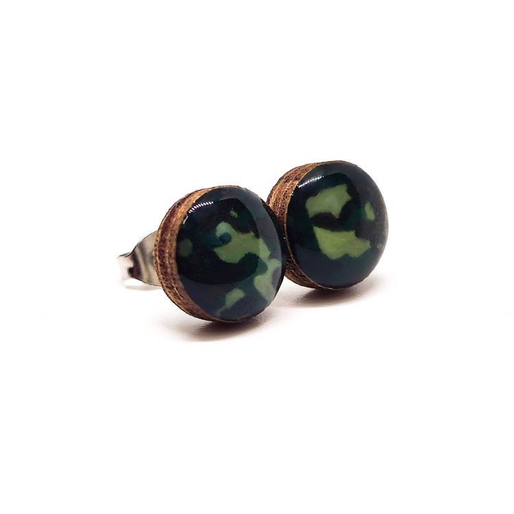 Forest Green Camo Stud Earrings by Candi Cove Designs