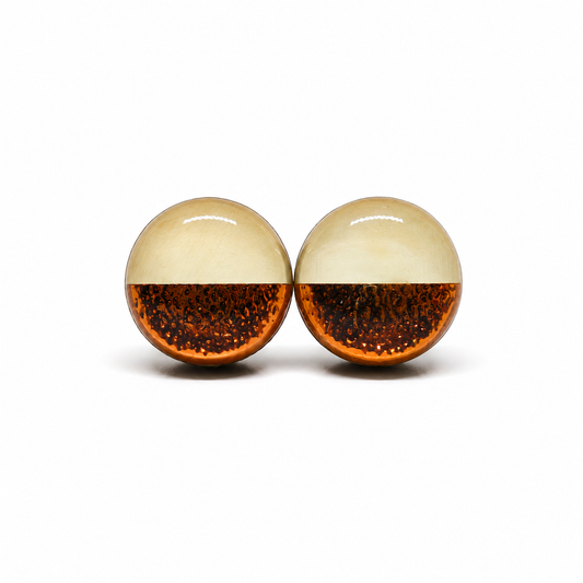 Champagne and Rose Gold Faux Hammered Metal Stud Earrings by Candi Cove Designs