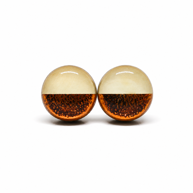 Champagne and Rose Gold Faux Hammered Metal Stud Earrings by Candi Cove Designs
