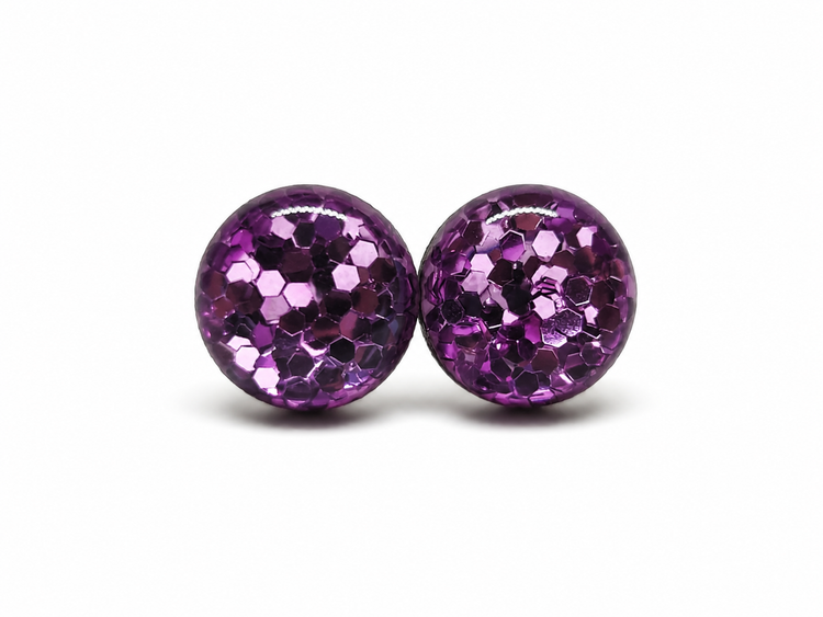 Light Purple Orchid Stud Earrings by Stainless Steel Posts Vibrant Color Dot Earrings Candi Cove Designs