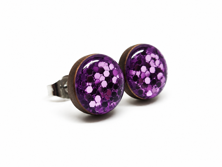 Light Purple Orchid Stud Earrings by Stainless Steel Posts Vibrant Color Dot Earrings Candi Cove Designs