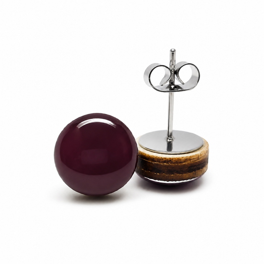 Dark Burgundy Stud Earrings by Stainless Steel Posts Vibrant Color Dot Earrings Candi Cove Designs