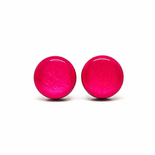 Hot Pink Shimmer Vibrant Studs Earrings by Candi Cove Designs