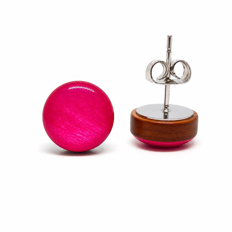 Hot Pink Shimmer Vibrant Studs Earrings by Candi Cove Designs
